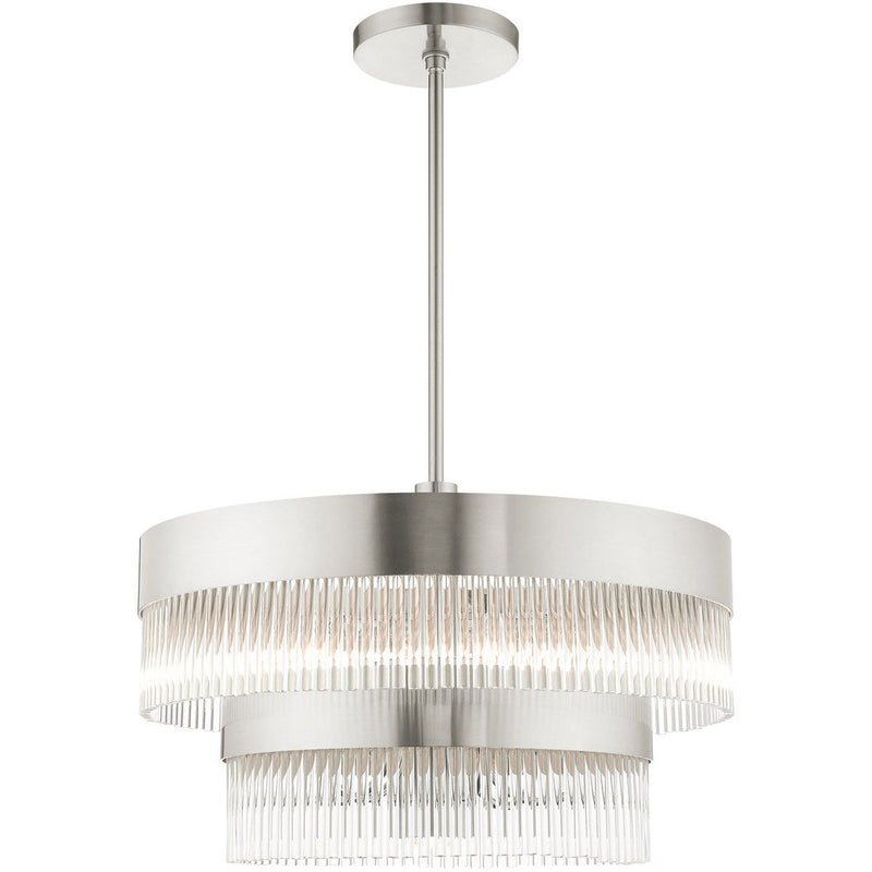 24" Seven Light Dimmable Chandelier With Shades - Nickel