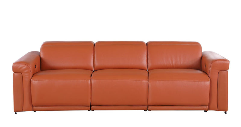 Top Grain Leather Reclining Metal USB Sofa (720433) - Camel