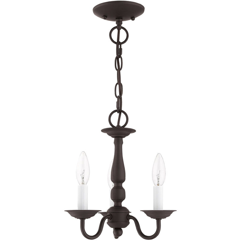 11" Three Light Dimmable Chandelier With Shades - Bronze