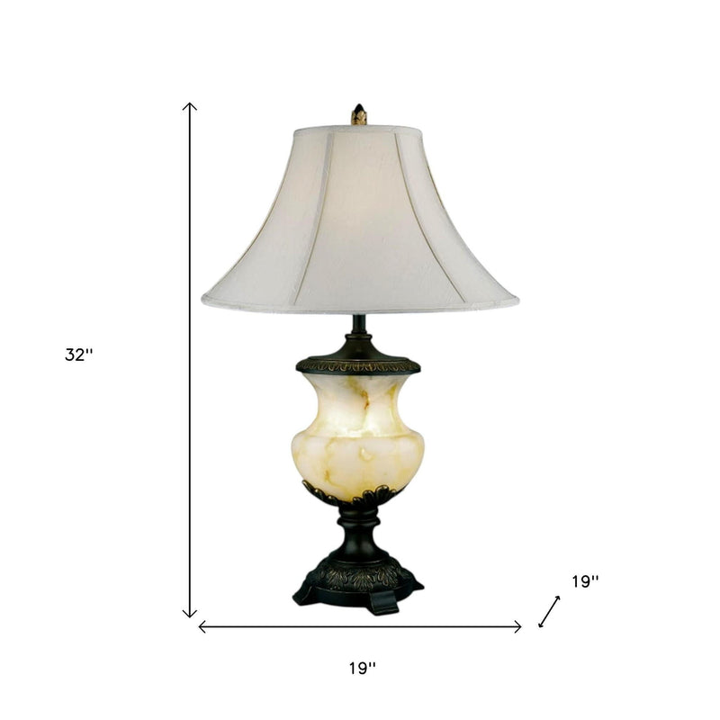 Metal And Alabaster Table Lamp - Black