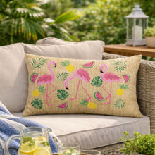 Load image into Gallery viewer, Summer Outdoor Lumbar Flamingo Pillows - Multi
