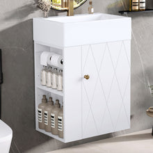 Load image into Gallery viewer, Modern Bathroom Vanity With Sink, Diamond Pattern Doors

