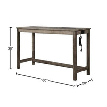 Load image into Gallery viewer, 3 Piece Counter Bar Dining Set Table With Electric Outlet And 2 USB Ports, Tufted Upholstered Stools - Brown / Beige
