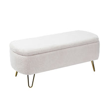 Load image into Gallery viewer, Storage Ottoman Bench For End Of Bed Legs, Modern Camel Faux Fur Entryway Bench Upholstered Padded With Storage For Living Room Bedroom
