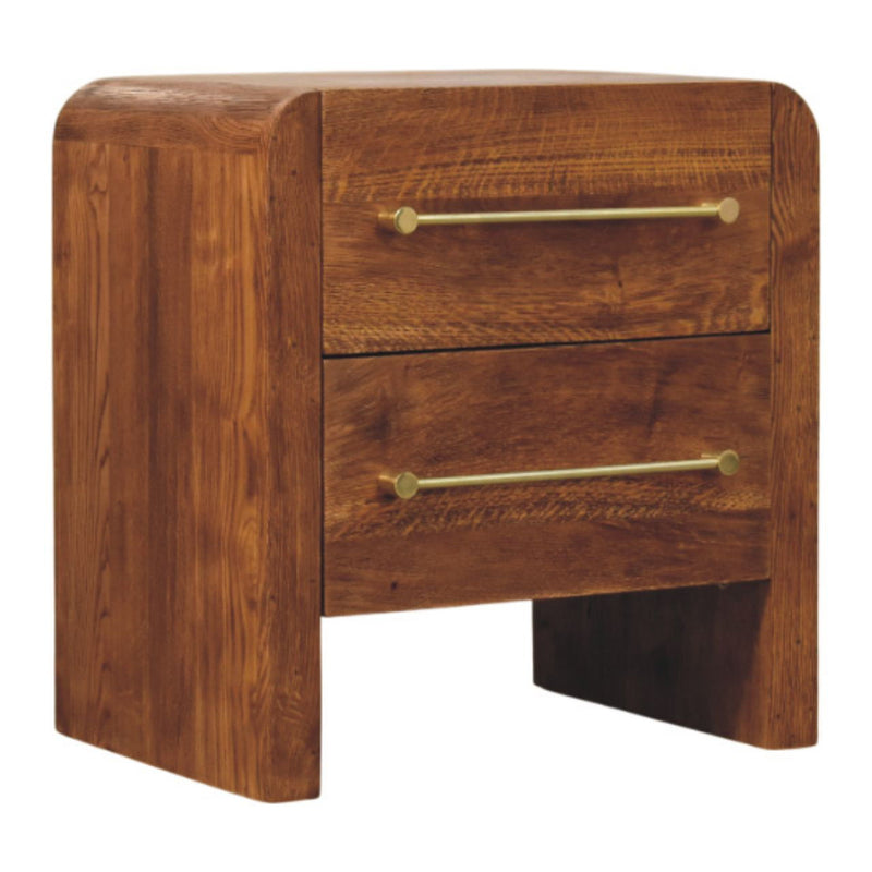 Solid Wood Two Drawer Nightstand (738178) - Oak