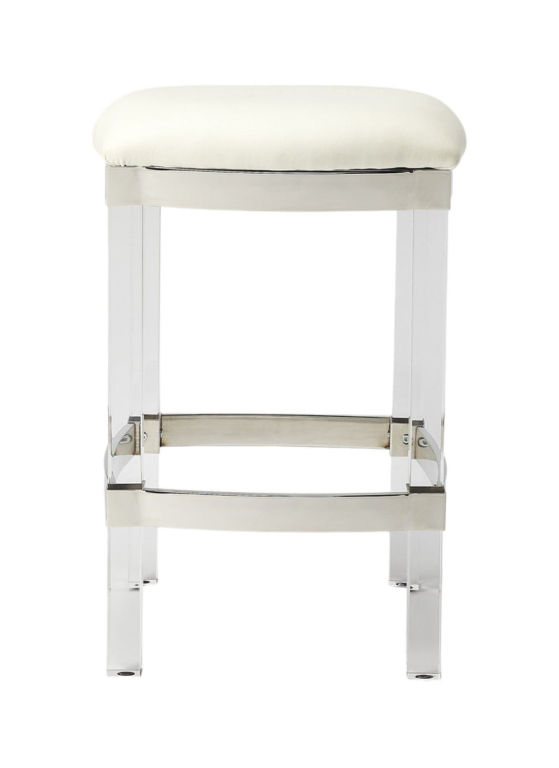Backless Counter Height Bar Chair - White / Clear
