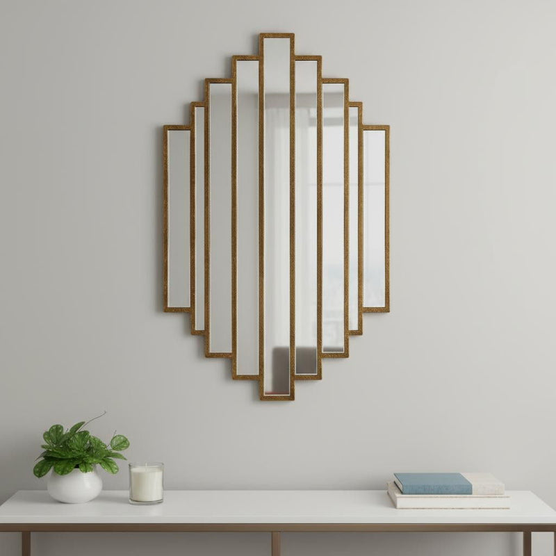 32" Diamond Metal Framed Accent Mirror - Gold