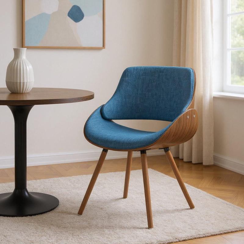 Wood Dining Parsons Chair - Blue / Walnut
