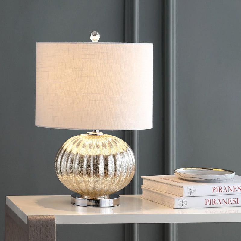 21" Novelty Table Lamp LED With Globe Shade - Silver