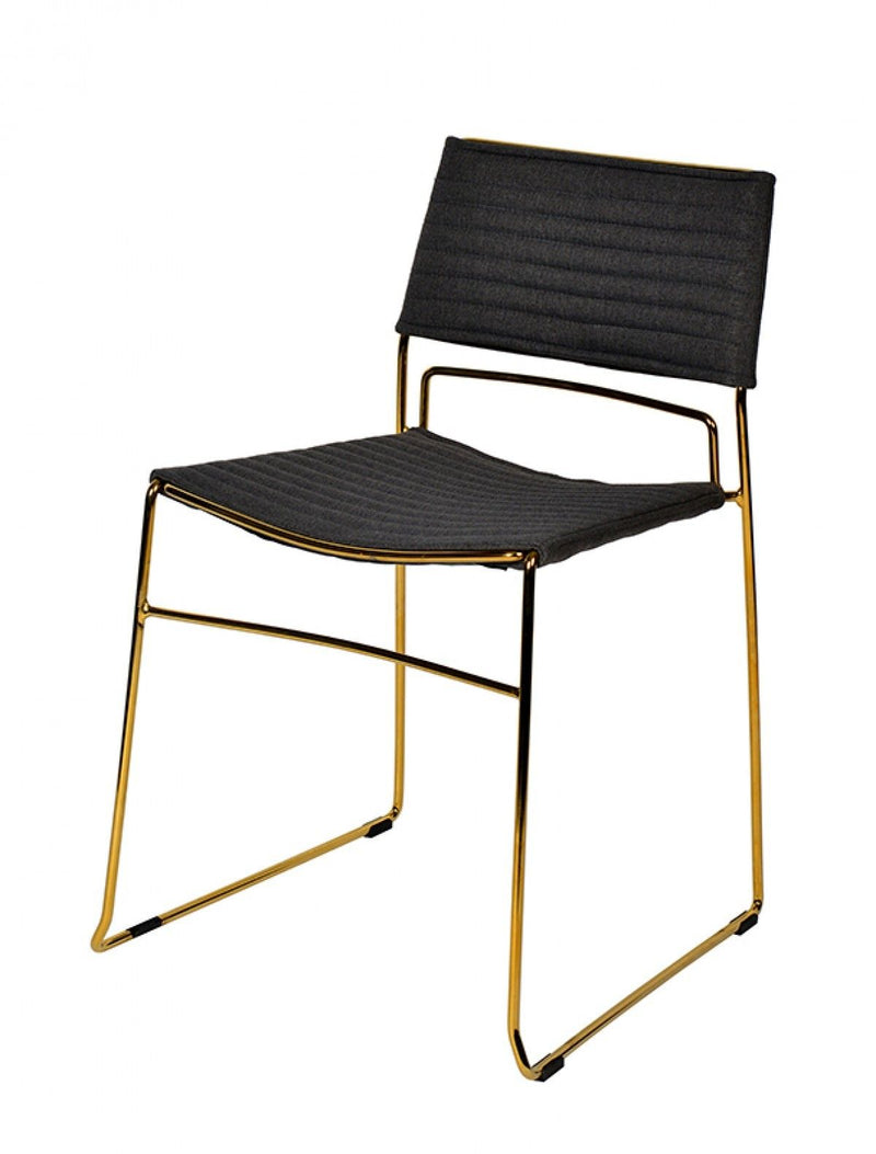Fabric Dining Chairs (Set of 2) - Gray / Gold