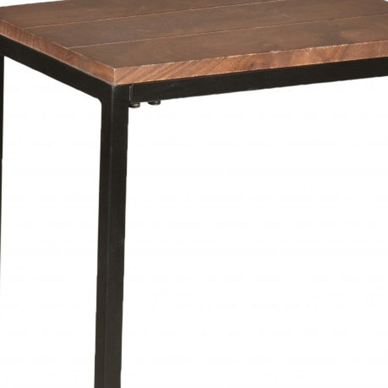 Solid Wood Rectangular End Table - Black And Chestnut