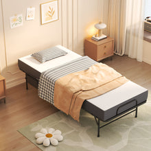 Load image into Gallery viewer, Twin Folding Bed With Memory Foam Mattress, On Wheels, Portable Bed For Adults &amp; Guests - Black
