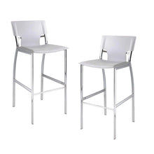 Load image into Gallery viewer, Faux Leather Metal Low Back Counter Height Bar Chairs (Set of 2) - White / Silver
