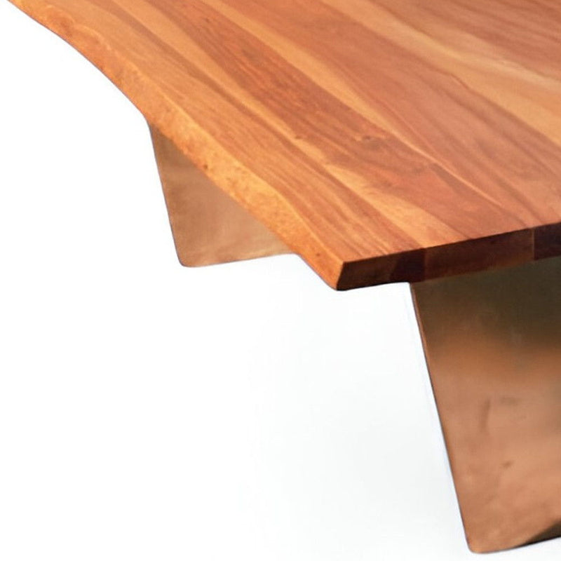 Solid Wood And Steel Coffee Table - Natural