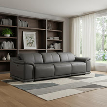 Load image into Gallery viewer, Leather Reclining USB Sofa - Battleship Gray
