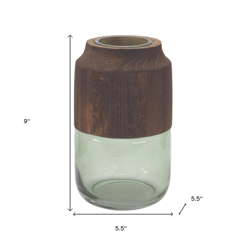 Cylindrical Table Vase With - Brown / Sage