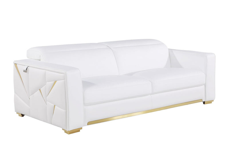 Top Grain Leather Reclining Sofa Storage - White