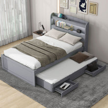 Load image into Gallery viewer, Platform Bed With LED Headboard, Charging Station, Trundle And 2 Drawers
