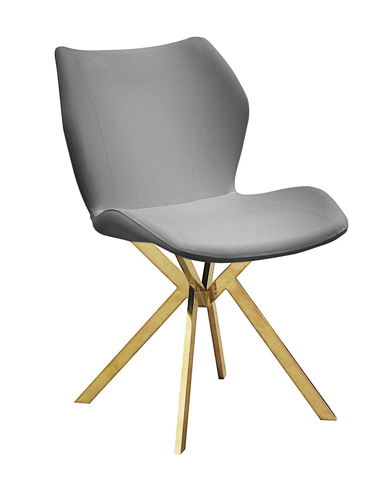 Upholstered Faux Leather Dining Side Chairs (Set of 4) - Gray / Gold