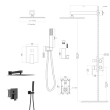 Load image into Gallery viewer, Dual Shower Head System With 12" Square Rain Shower And Rough In Valve
