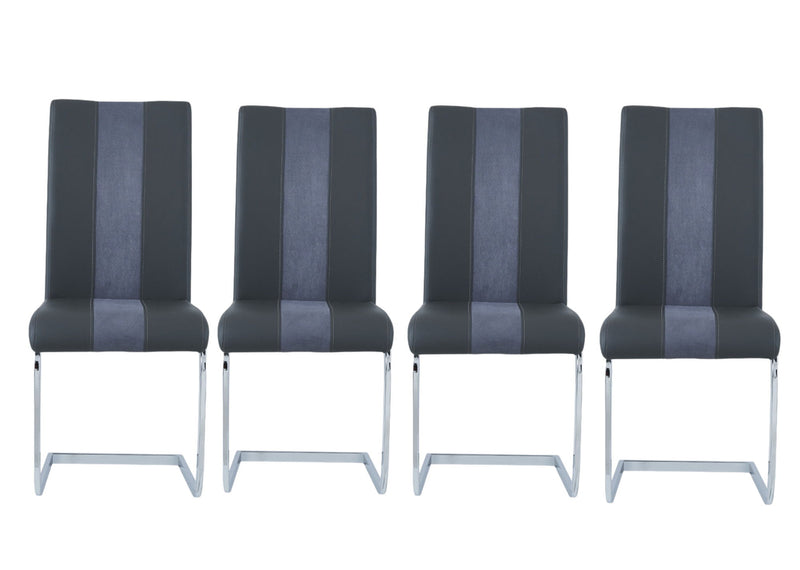 Faux Leather Dining Side Chairs (Set of 4) - Gray
