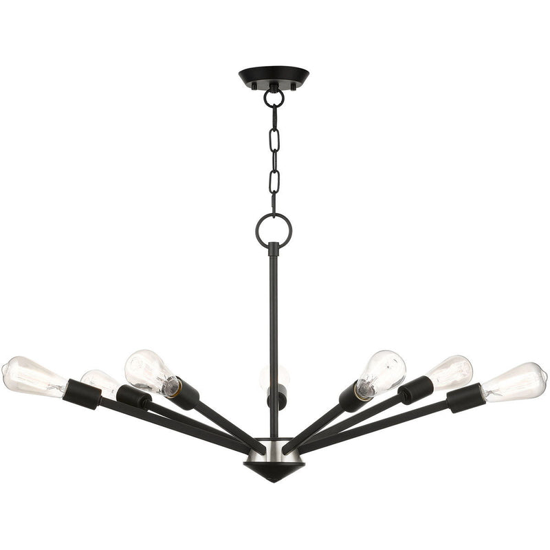 20" Seven Light Dimmable Chandelier With Shades - Black