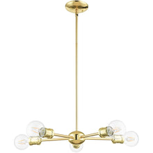Load image into Gallery viewer, Five Light Dimmable Chandelier With Shades - Brass
