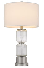 Load image into Gallery viewer, 28" Metal Table Lamp With White Drum Shade - Nickel
