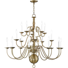 Load image into Gallery viewer, 33" Multi Light Dimmable Chandelier With Shades - Antiqued Brass
