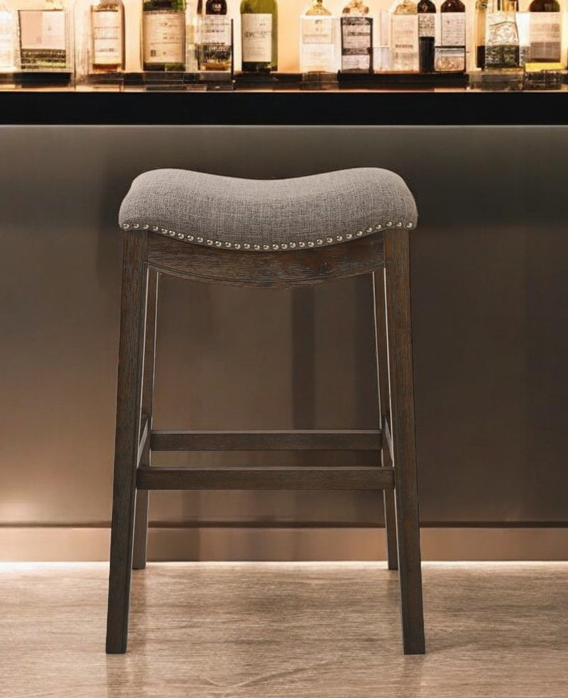 Solid Wood Backless Bar Height Bar Chair - Taupe / Brown