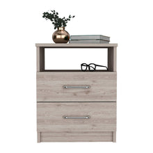 Load image into Gallery viewer, 16" x 12.9" x 19.9" Two Drawer Faux Wood Nightstand - Gray
