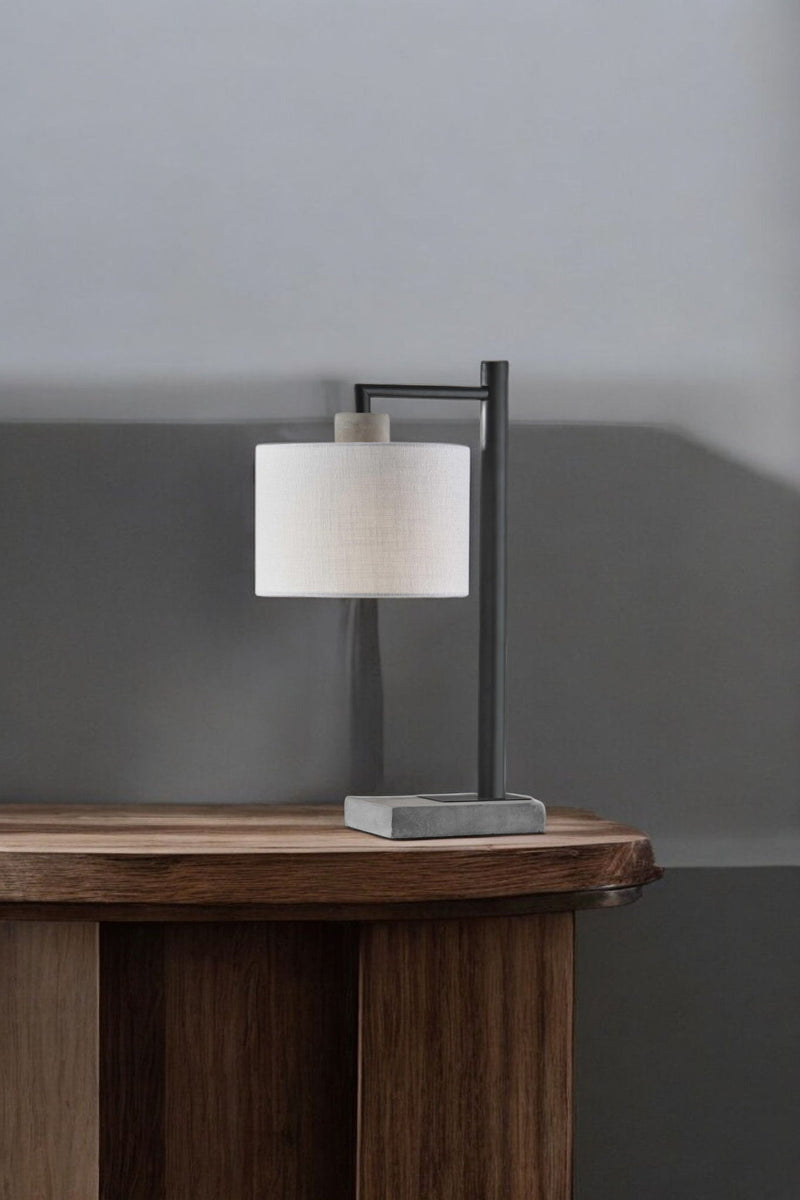 Metal Novelty Table Lamp With White Empire Shade - Gray