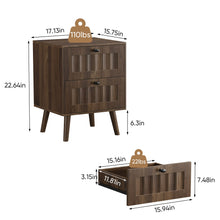 Load image into Gallery viewer, Double Drawer Bedside Table (Set of 2) - Walnut
