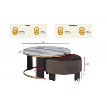 Load image into Gallery viewer, Nesting Round Coffee Table With Ottoman (Set of 2) - Gold / Brown
