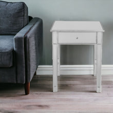 Load image into Gallery viewer, Reflective Glass Square End Table With Drawer - Silver
