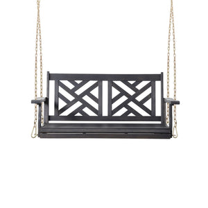 Alejandro - Acacia Wood Porch Swing With Slat Panel Seating
