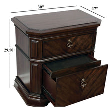 Load image into Gallery viewer, Nightstand With Carved Details, 2 Drawer - Espresso
