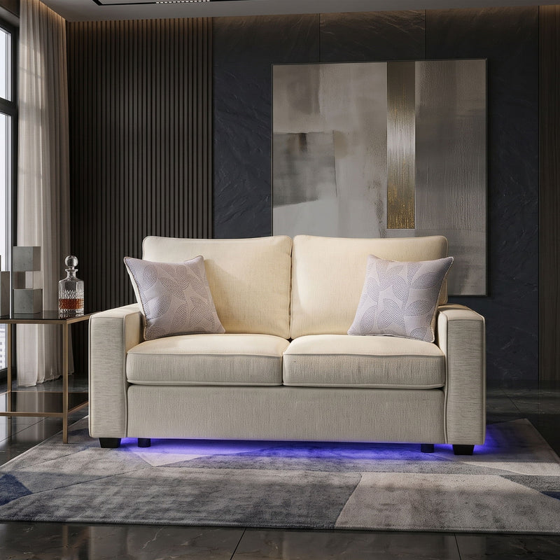 Rita - Loveseat, LED Base Lighting, Cushions And 2 Accent Pillows
