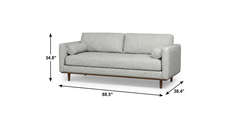 89" 2 Piece Living Room Set Fabric Sofa With Ottoman With Brown Legs - Gray
