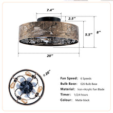 Load image into Gallery viewer, 20" Iron Art Ceiling Fans With Remote, Flush Mount Ceiling Fan With 6 Speeds Reversible Motor, Not Included Bulbs - Blush / Gold / Bronze
