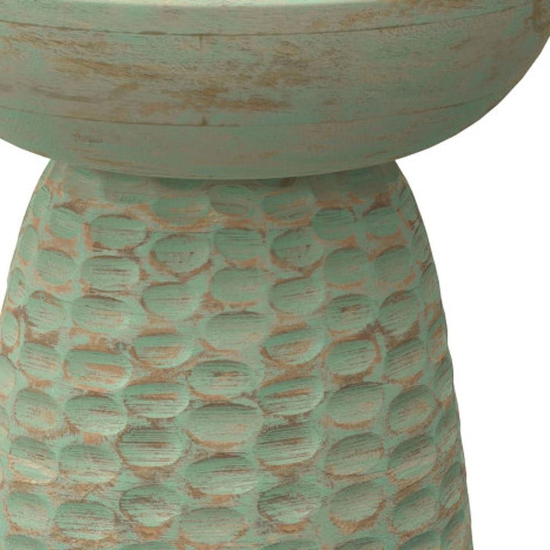 Solid Wood Round End Table - Gray