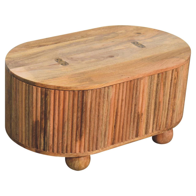 Solid Wood Round Solid Coffee Table With Drawer - Brown