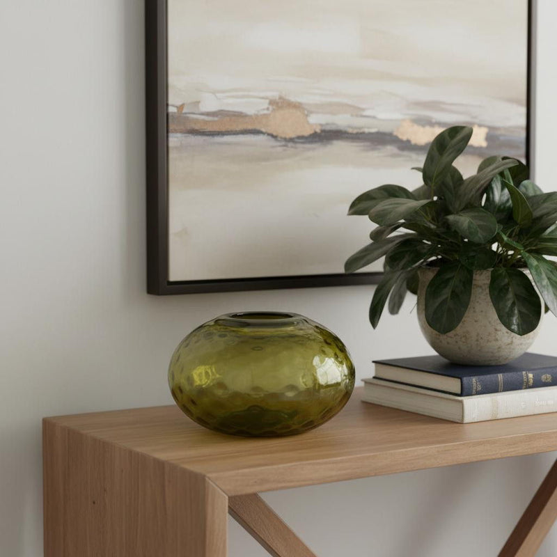 Round Table Vase - Olive Green