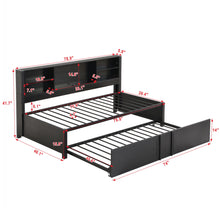 Load image into Gallery viewer, Industrial Metal Daybed With Trundle, Storage Shelves, USB Ports
