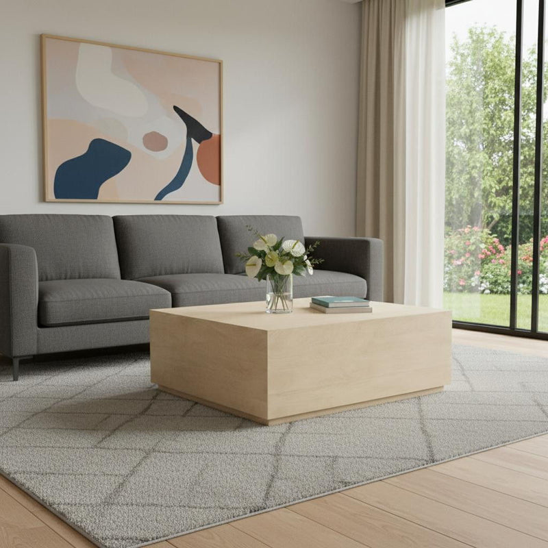 Solid Wood Square Distressed Solid Wood Coffee Table - Natural