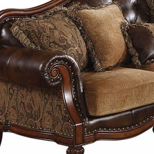 Load image into Gallery viewer, Faux Leather Sofa With Wood Brown Legs - Brown
