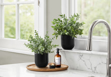 Load image into Gallery viewer, 11" Tall, Artificial Plant, Eucalyptus Grass, Indoor, Faux, Fake, Table, Greenery, Potted, Decorative (Set of 2) - Green / Black
