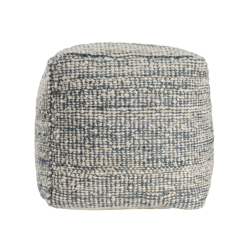 18" Upholstery Striped Pouf Ottoman - Ivory