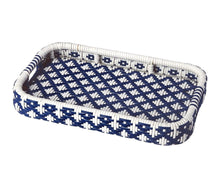 Load image into Gallery viewer, 35" Rolling Rattan Bar Cart - Blue
