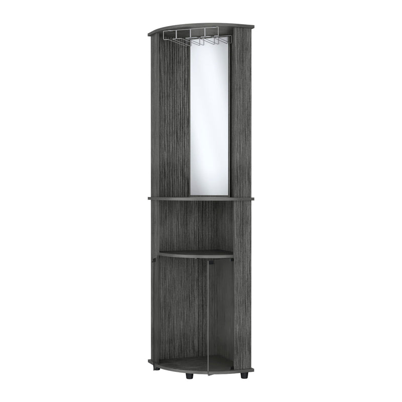 Wood Corner Bar Cabinet With Two Doors - Gray